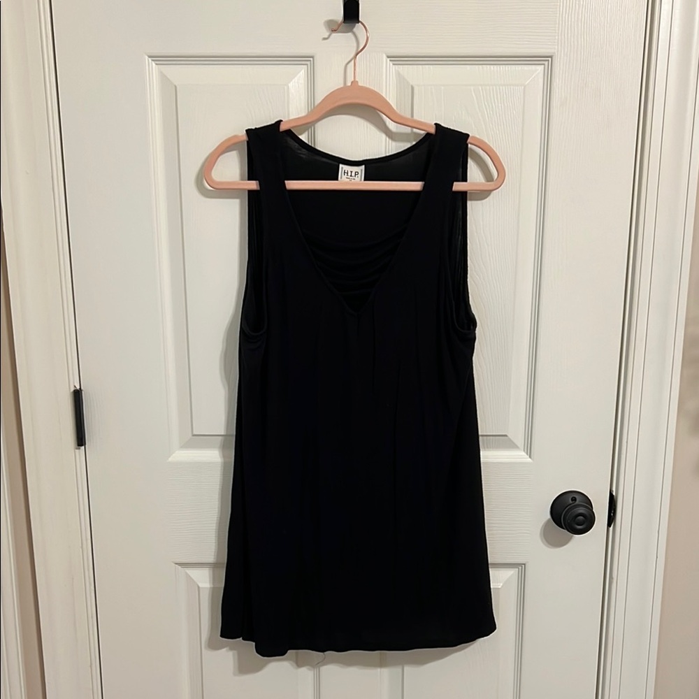 h.i.p. Black Textured Tank Top Sleeveless
